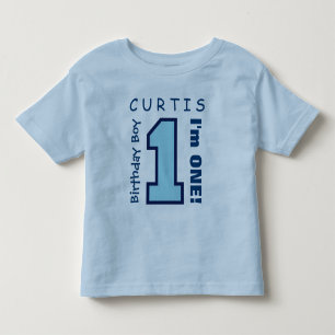 1st Birthday Boy BLUE One Year Custom Name V146 Toddler T-Shirt