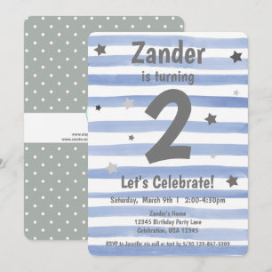 1st birthday boy blue star invitation