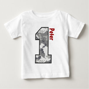 1st Birthday Boy Camo One Year Custom Name V007A4 Baby T-Shirt