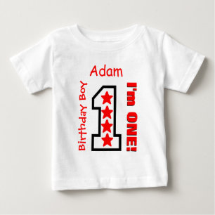 1st Birthday Boy Custom Red Stars V05 Baby T-Shirt