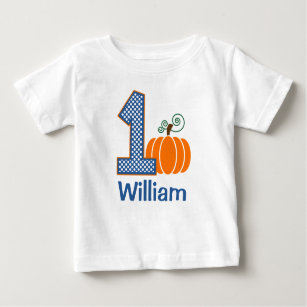 1st Birthday Boy Fall Pumpkin Personalised Baby T-Shirt