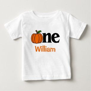1st Birthday Boy Fall Pumpkin Personalised Baby T-Shirt