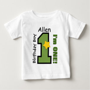 1st Birthday Boy GREEN One Year Custom Name A02 Baby T-Shirt