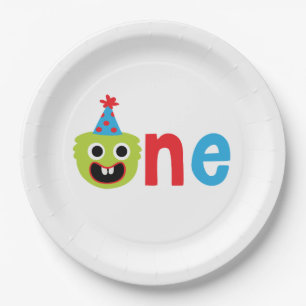 1st Birthday Boy Monster Party Theme  Paper Plate