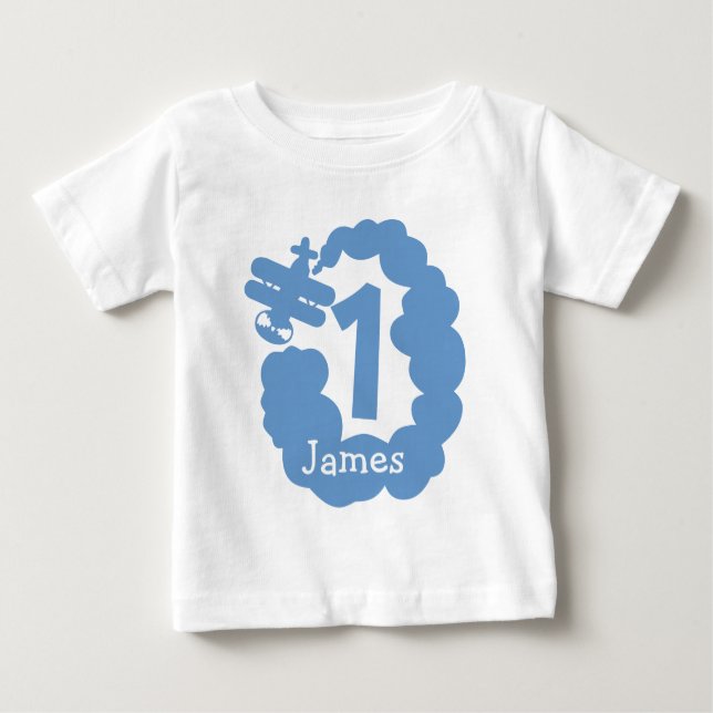 1st Birthday boy | Personalised aeroplane t shirt (Front)