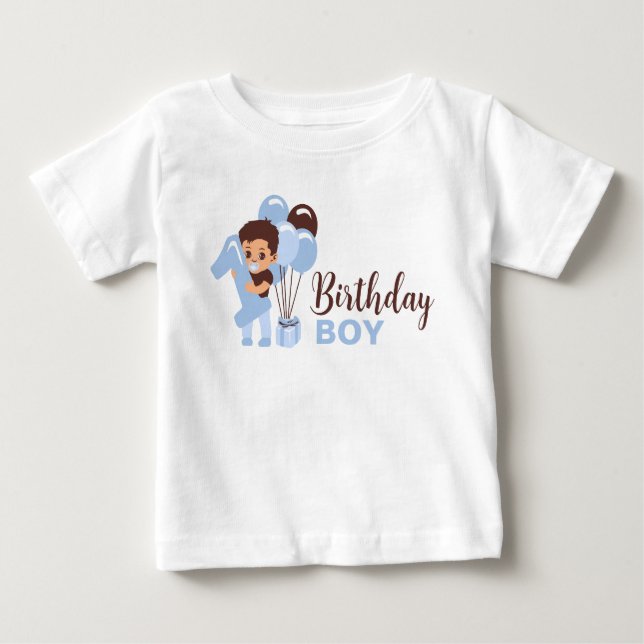1st Birthday Boy Shirt with Balloons (Front)