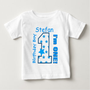1st Birthday Boy Stars One Year Custom Name V006A Baby T-Shirt