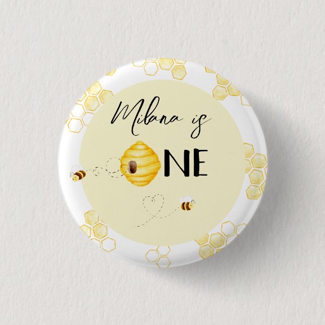1st birthday Bumble bee day birthday 3 Cm Round Badge (Front)