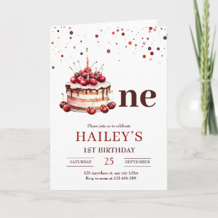 1st Birthday Cake Invitation, Girls 1st Birthday Invitation