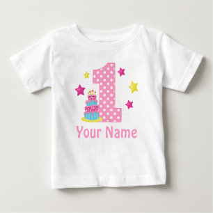 1st Birthday cake Pink Personalised T-shirt