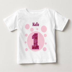1st Birthday Camo and Bubbles One Year Old V31A Baby T-Shirt