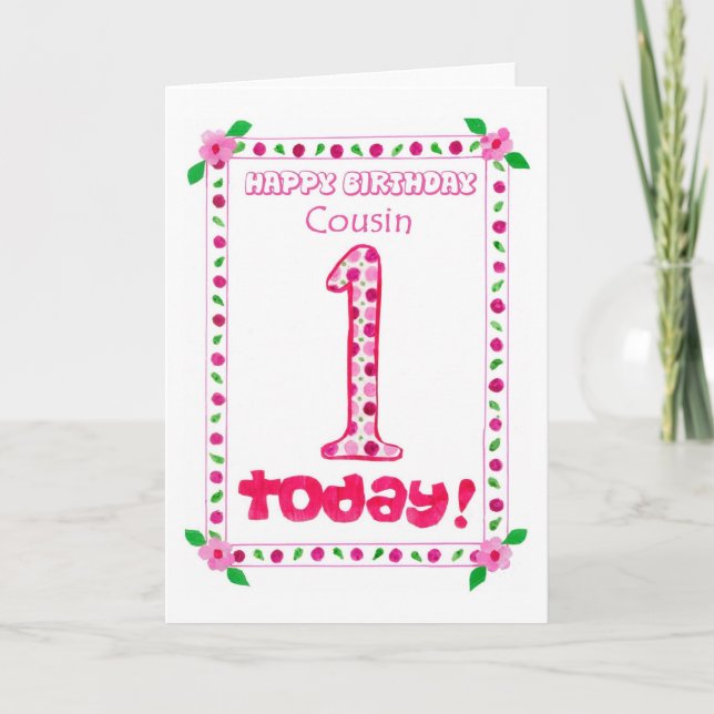 1st Birthday Card for a Girl Cousin (Front)