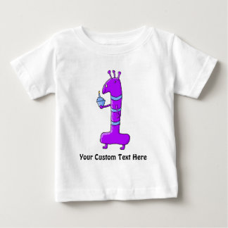 1st Birthday. Cartoon in Purple. Baby T-Shirt