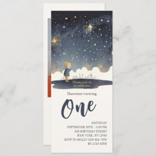 1st Birthday Celestial Stars Watercolor Boy Modern Invitation