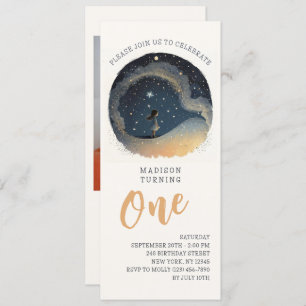 1st Birthday Celestial Stars Watercolor Boy Modern Invitation