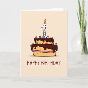 1st Birthday Chocolate Cake with Number Candle Card