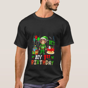 1st Birthday Christmas Cute Elf Proud 1 Year Old F T-Shirt