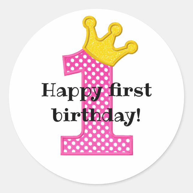 1st Birthday Classic Round Sticker (Front)