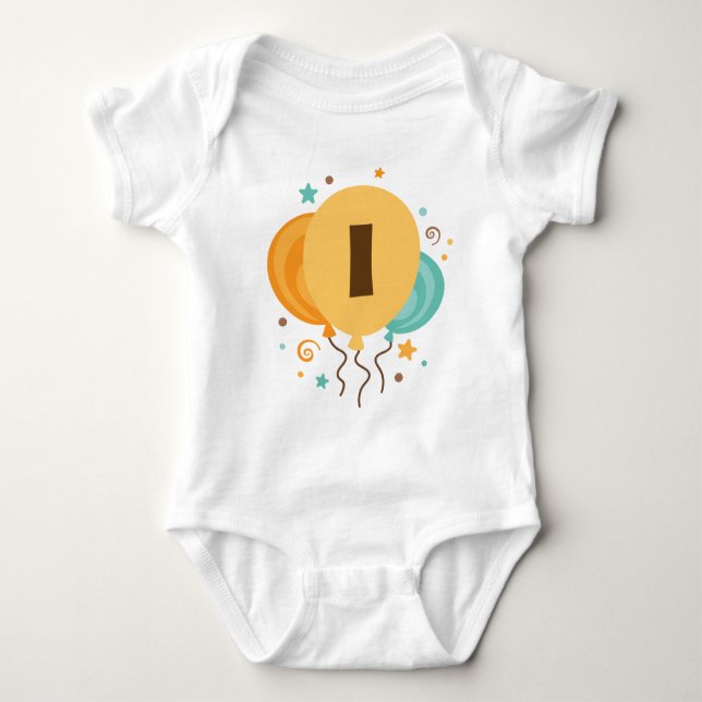 1st Birthday Colourful Balloons Childs T-shirt Baby Bodysuit (Front)