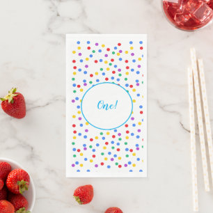 1st Birthday Colourful Confetti Polka Dots Kids Napkin