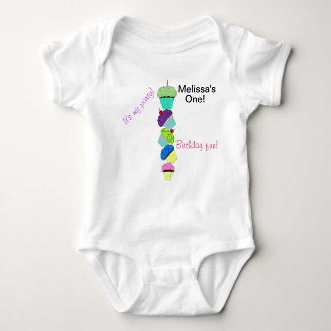 1st Birthday Colourful Cupcakes Infant Shirt (Front)