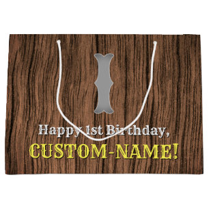 1st Birthday: Country Western Inspired Look, Name Large Gift Bag
