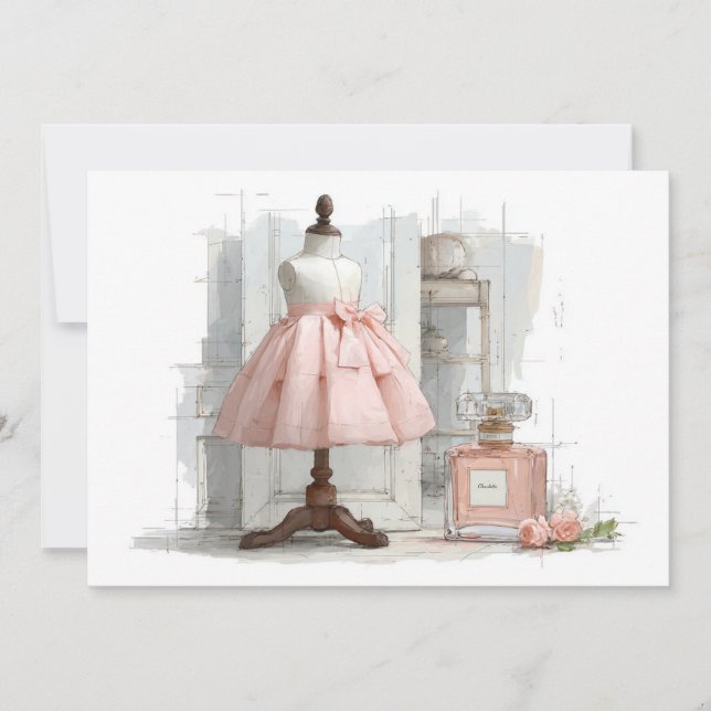 1st Birthday Couture Blush Perfume Theme Invitation (Front)