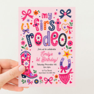 1st Birthday Cowgirl Rodeo Country Western Invitation