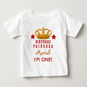 1st Birthday Custom Name Crown and Stars W03E Baby T-Shirt