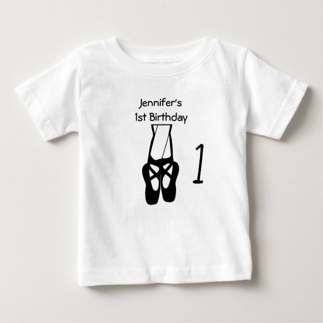 1st Birthday Cute Ballet Dancer Legs & Slippers Baby T-Shirt (Front)