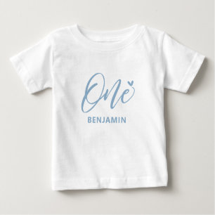 1st Birthday   Cute Blue Heart & One Baby Shirt