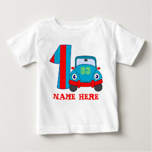 1st Birthday, cute car Baby T-Shirt