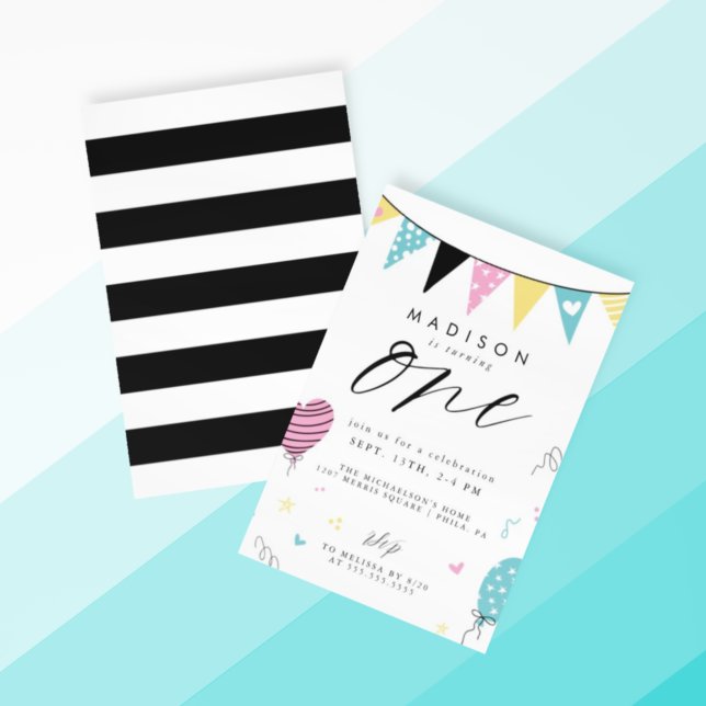 1ST BIRTHDAY | Cute Doodle Birthday Party Invitation (Creator Uploaded)