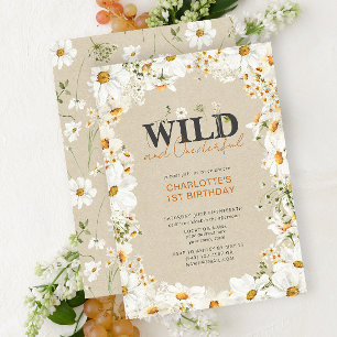 1st Birthday Daisy Wild & Onederful Terracotta Invitation
