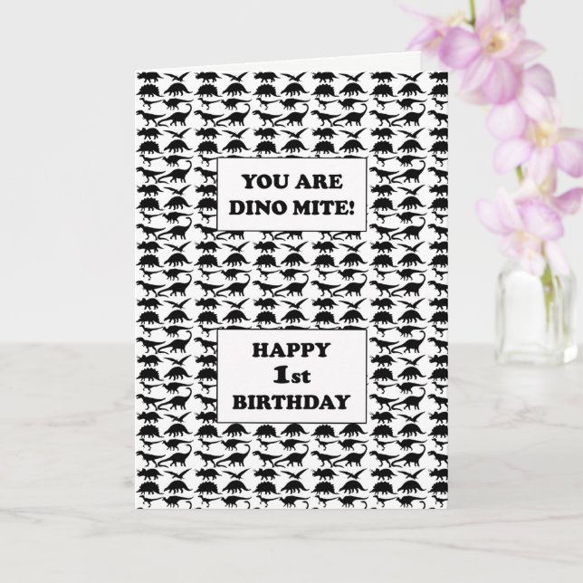 1st Birthday Dino Mite Card (Orchid)