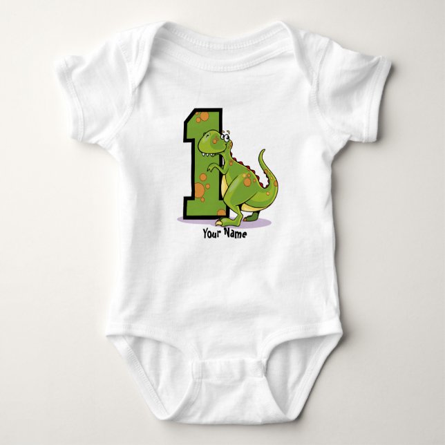 1st Birthday Dinosaur Customise Baby Bodysuit (Front)