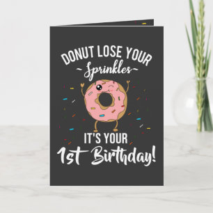 1st Birthday Donut Theme 1 Year Old Personalized Card