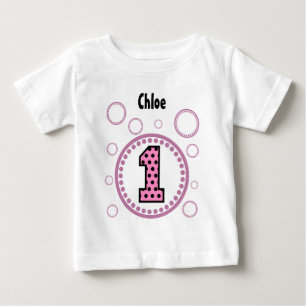 1st Birthday Dots and Bubbles One Year Old V39 Baby T-Shirt