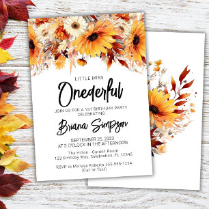 1st Birthday Fall Floral Invitation
