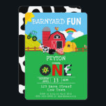 1st Birthday Farm Animals Barnyard Fun Kids Cute Invitation<br><div class="desc">1st Birthday Farm Animals Barnyard Fun Kids Invitation. Personalise with name for first birthday. Farm animals,  barn,  pig,  cow,  sheep,  rainbow,  tractor,  farm-themed party supplies. www.SamAnnDesigns.com</div>