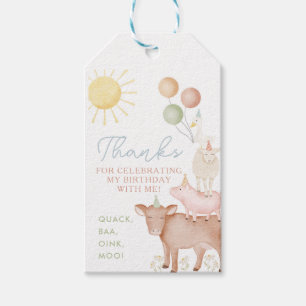 1st Birthday Farm Animals Barnyard Party Boys Gift Tags