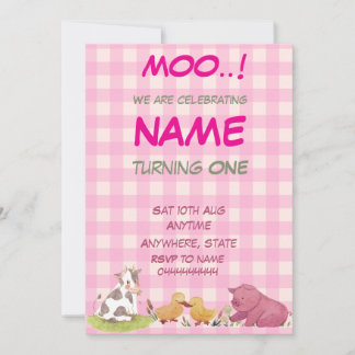 1st birthday Farm girl theme Invitation