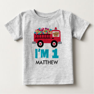 1st Birthday Fire Truck Fireman Custom T-shirt