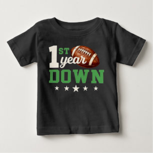 1st Birthday - First Year Down Football Baby T-Shirt