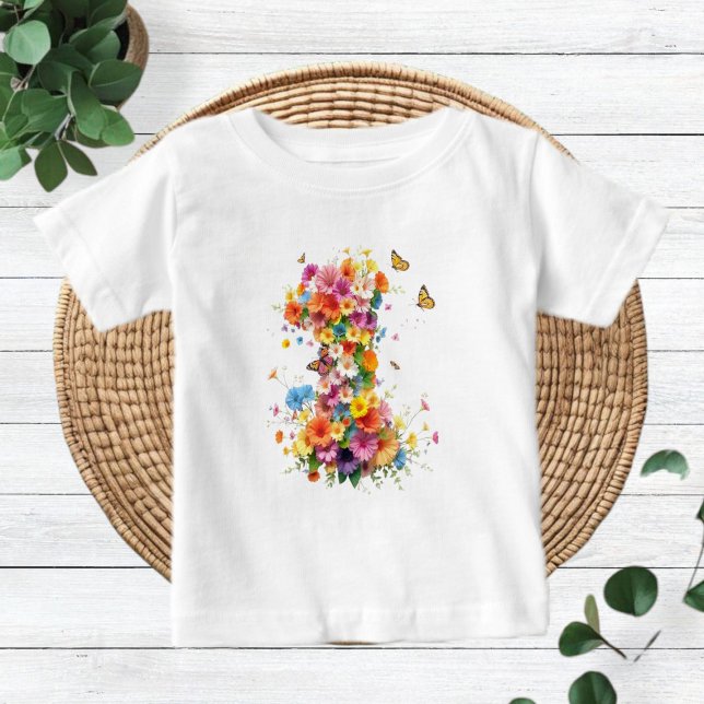 1st Birthday Floral Boho Baby Shirt - Modern Kids (Creator Uploaded)