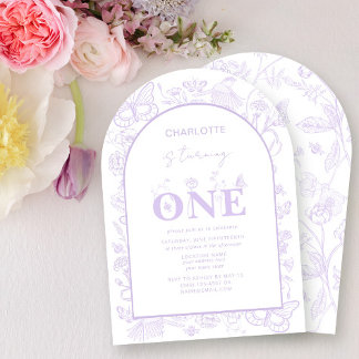 1st Birthday Floral Lilac Flowers Is Turning One Invitation