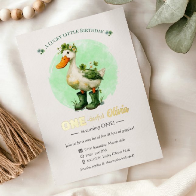 1st Birthday Foil Invitation Card | St. Patrick's  (Creator Uploaded)