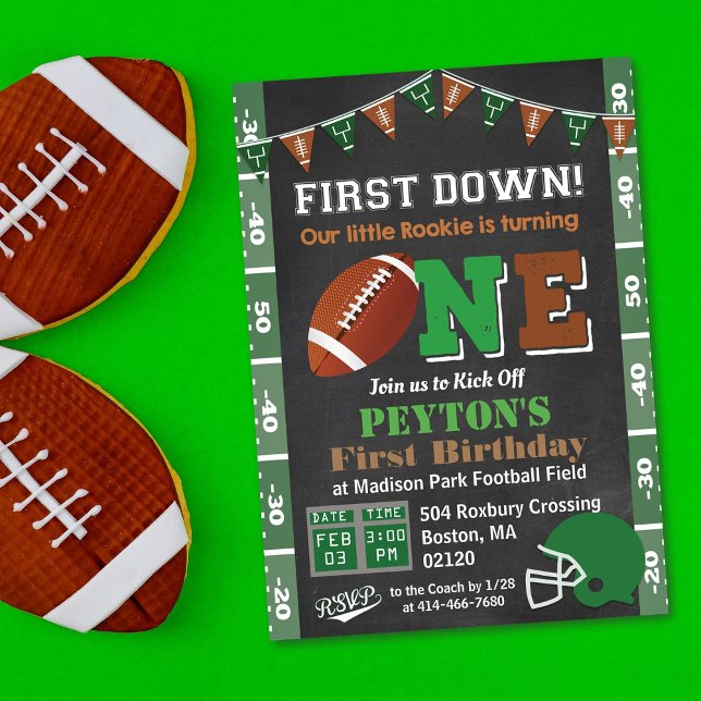 1st Birthday Football Party Chalkboard Invitation (Creator Uploaded)