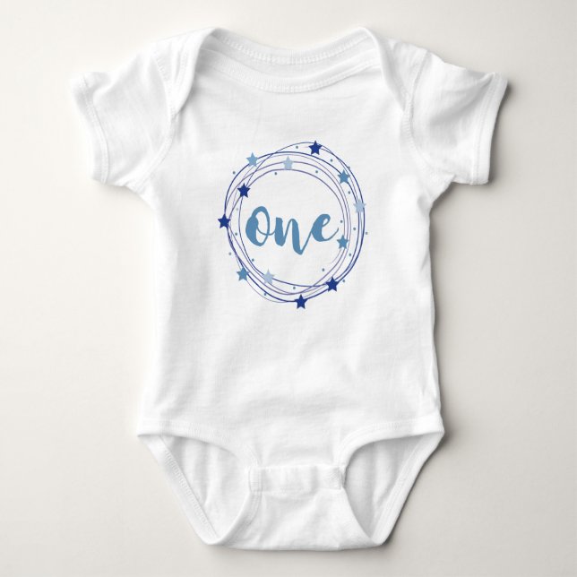 1st birthday for baby boy bodysuit (Front)