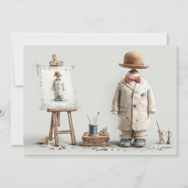 1st birthday French Artist Baby Suit Paint Studio Invitation (Front)